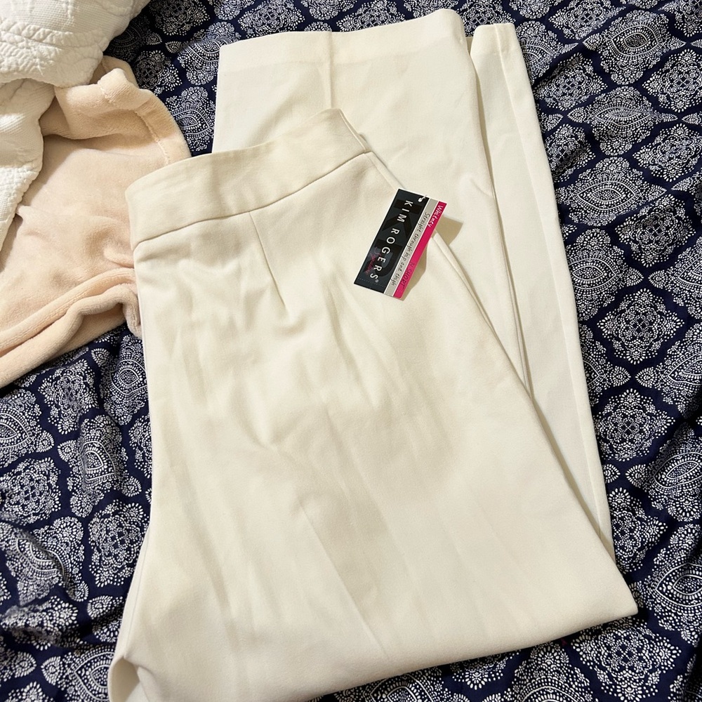 Kim Rogers Cream Wide-Leg Trousers